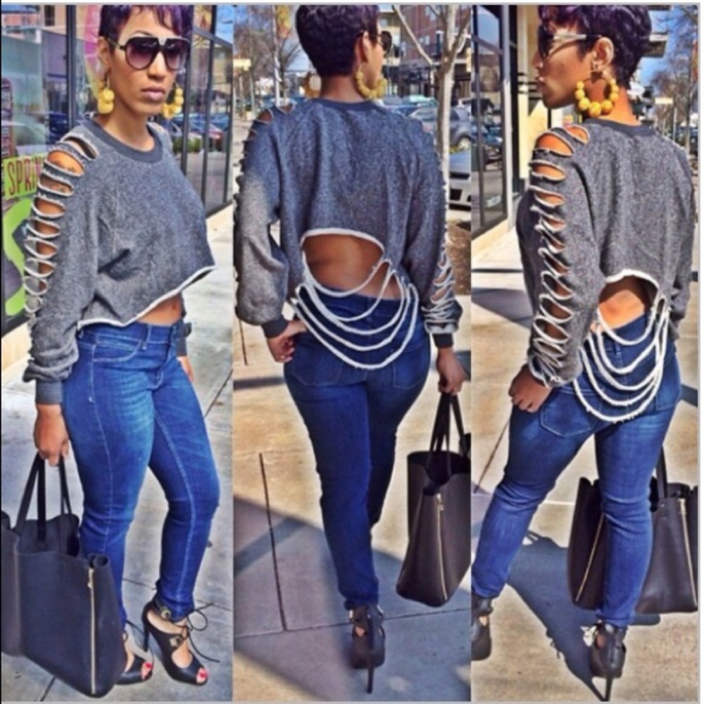 Cutout Sweater Crop Top